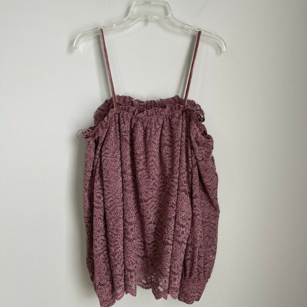 New Anthropologie Eri + Ali Purple Romana Lace Top Cold Shoulder